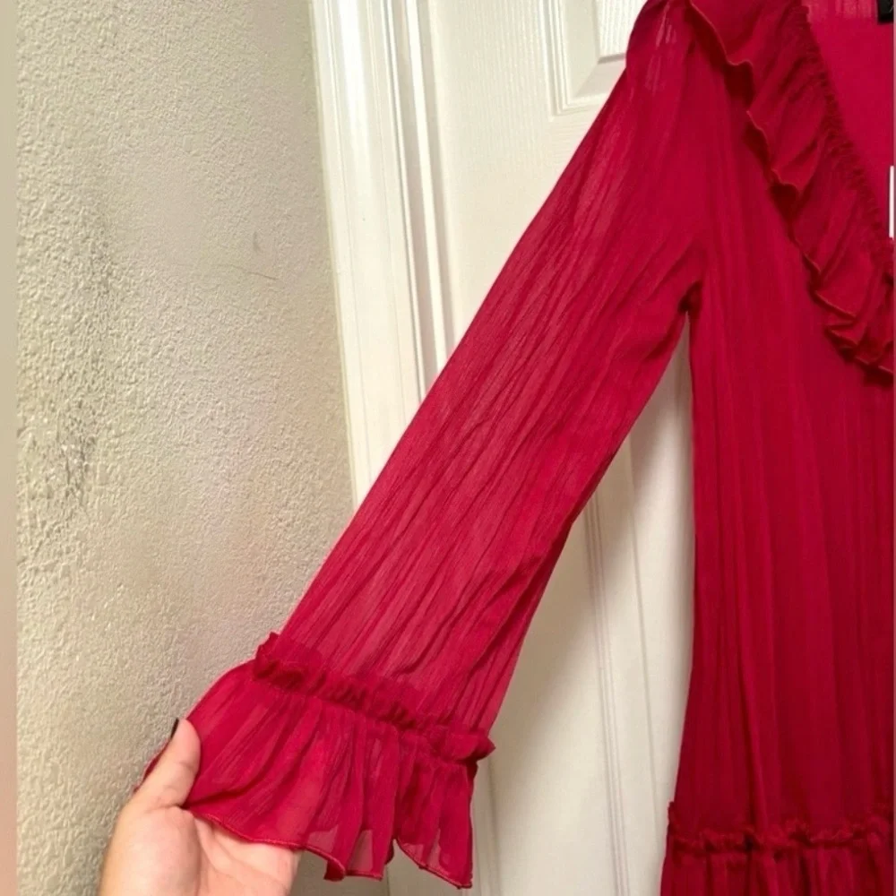Chic Red Ruffled Dress - Picture 7 of 8
